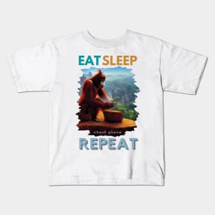 Eat, Sleep, Check Phone, Repeat - funny phone addict print Kids T-Shirt